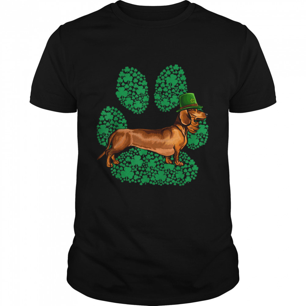 Leprechaun Brown Dachshund St Patricks Day Shamrock Paw Shirt