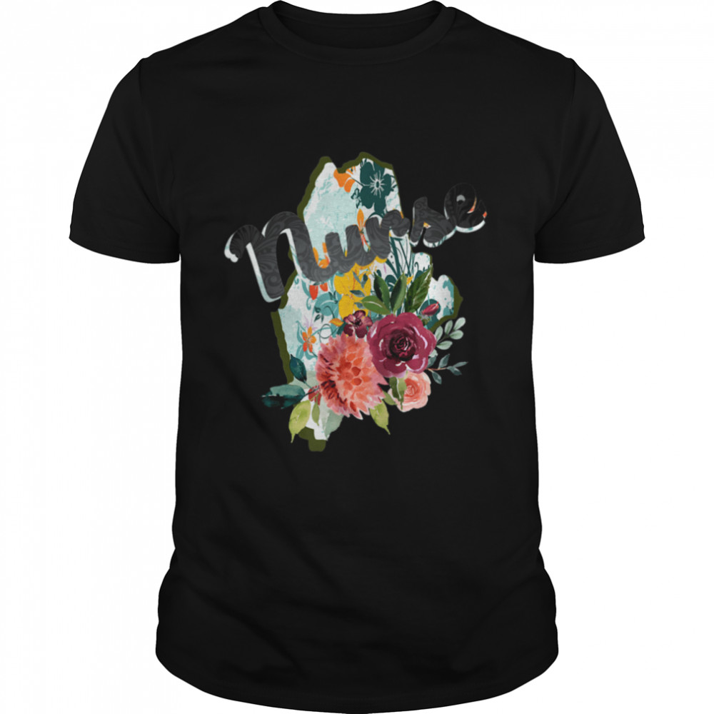 Maine Nurse Watercolor Flower Tote Bag Shirt