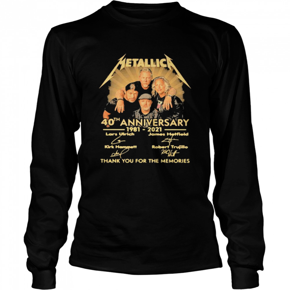 Metallica 40th Anniversary 1981 2021 Thank You For The Memories Signature  Long Sleeved T-shirt