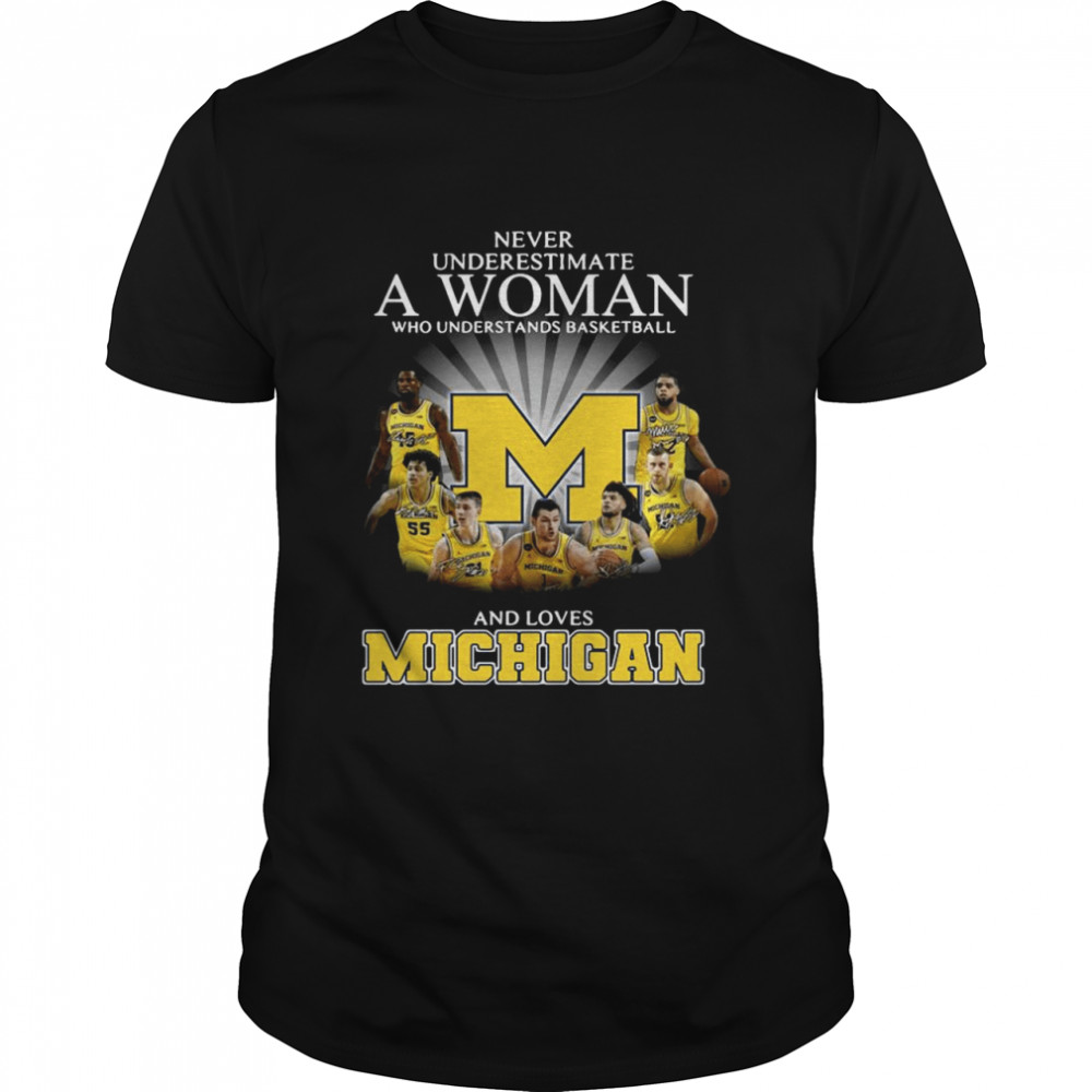 Never Underestimate A Woman Who Understands Basketball And Loves Michigan shirt