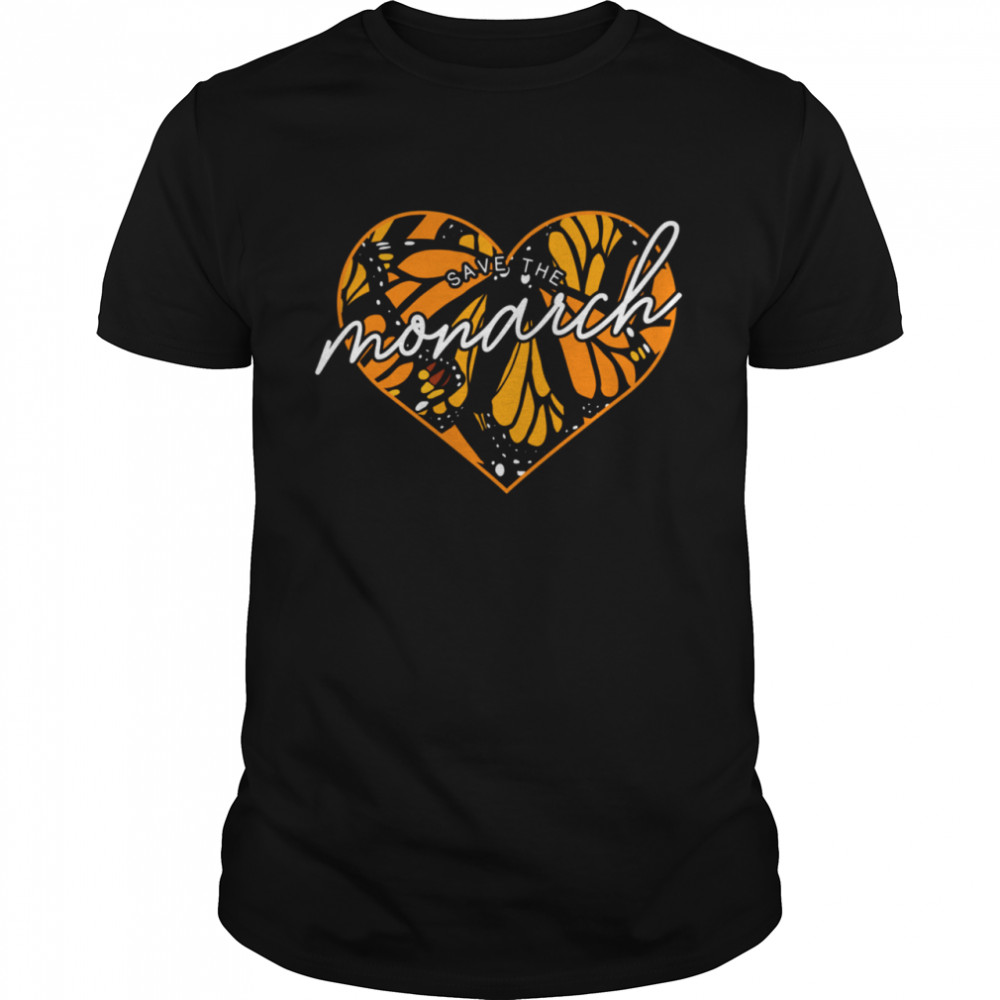 Save the Monarch Butterfly Wing Heart Pattern Cool Nature Shirt
