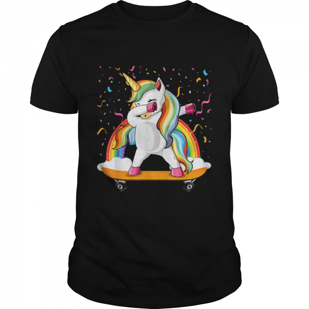 Skating Unicorn Dabbing Unicorn Skater Shirt