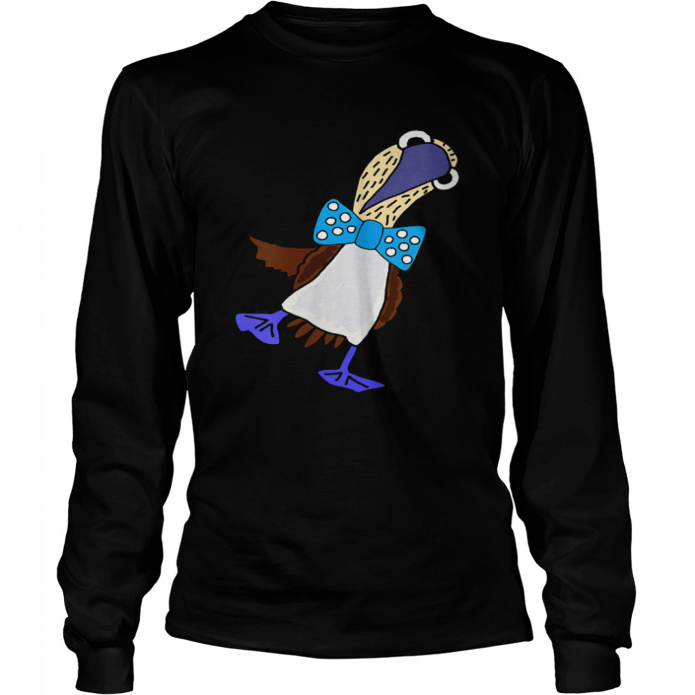 Smileteesanima Bluefooted Booby Bird wearing Bow Tie  Long Sleeved T-shirt