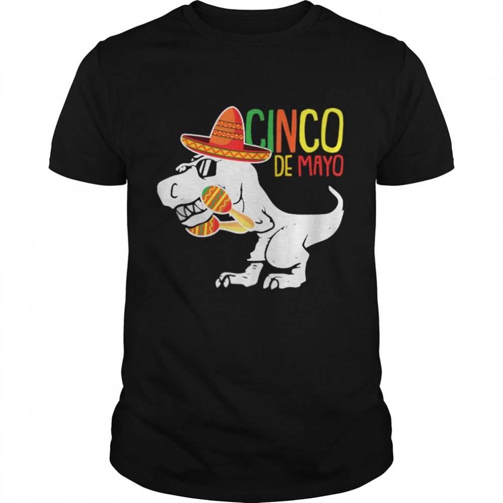 TRex Cinco De Mayo Cute Sombrero Dinosaur Mexican Party Shirt