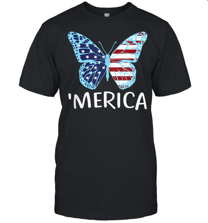 American Flag Butterfly 4th Of July USA Patriotic Merica Shirt