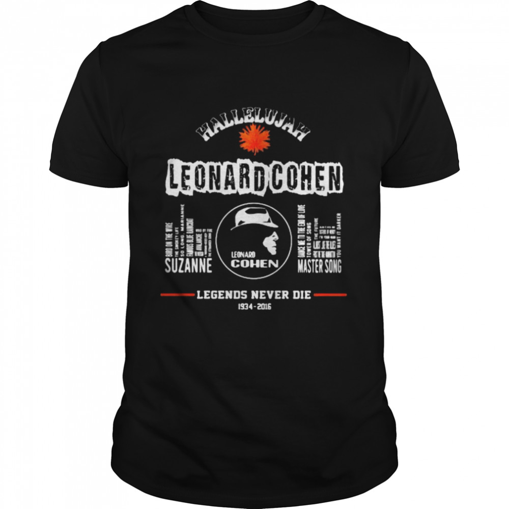 Hallelujiah Leonard Cohen Legends Never Die 1934 2016 Shirt