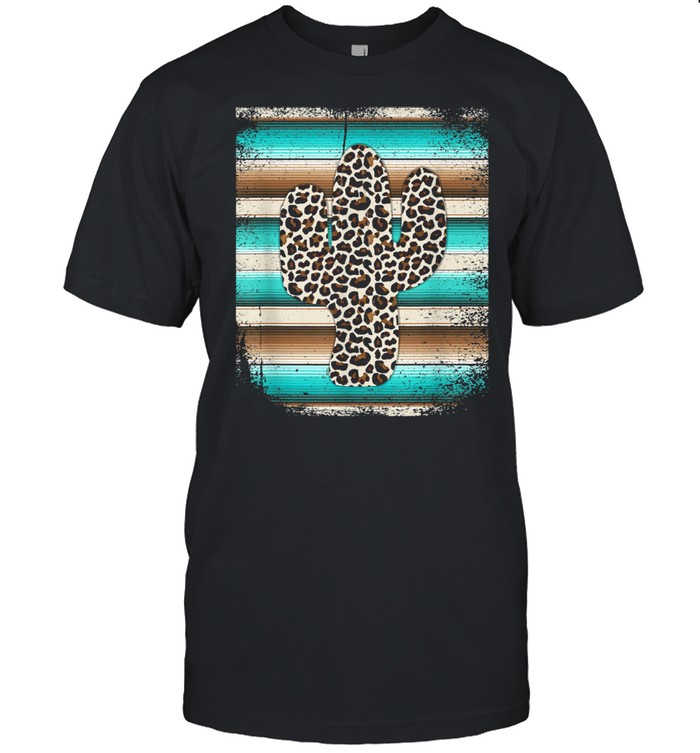 Leopard Cactus Serape Cactus print Turquoise Brown Shirt