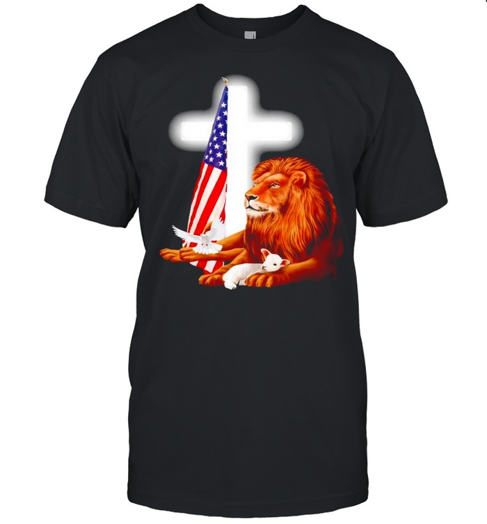 Lion and Lamb Jesus USA flag shirt