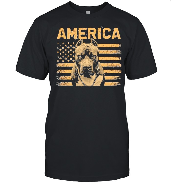 Pitbull American flag shirt