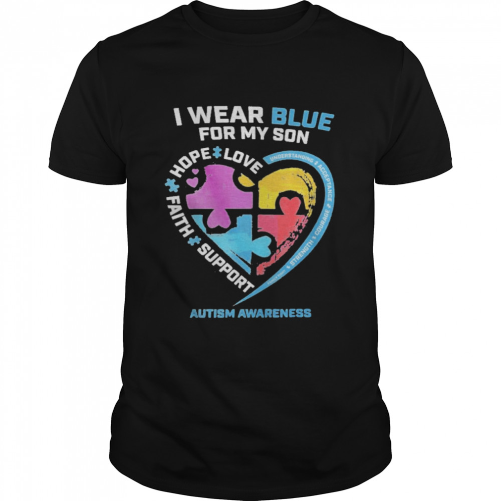 I wear blue for my sister gifts brother men autism awareness shirt