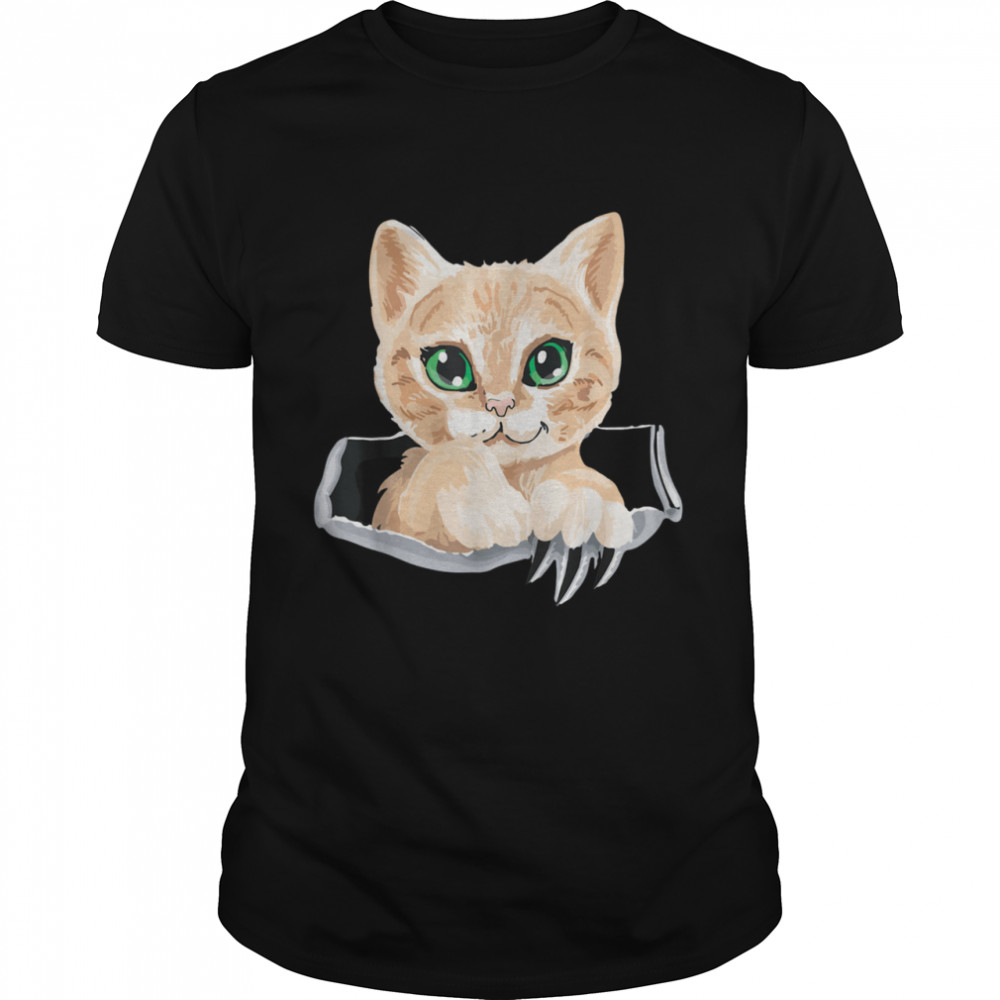 Kitten Torn Cloth Cat In the Pocket Cat Owner shirt