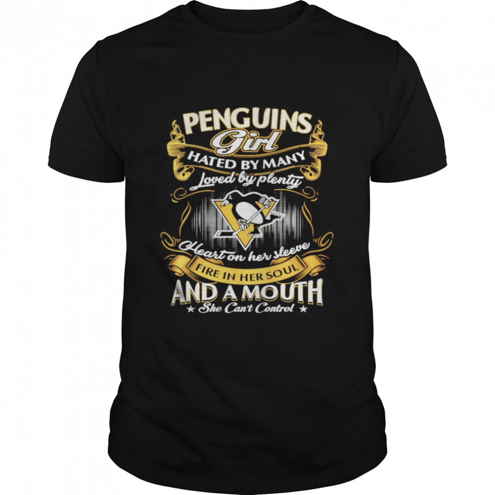 Pittsburgh Penguins girl hated by many loved by plenty heart on her sleeve shirt