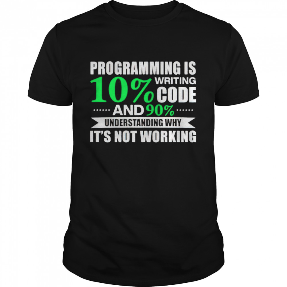 Programming is writing 10% code and 90% understanding shirt