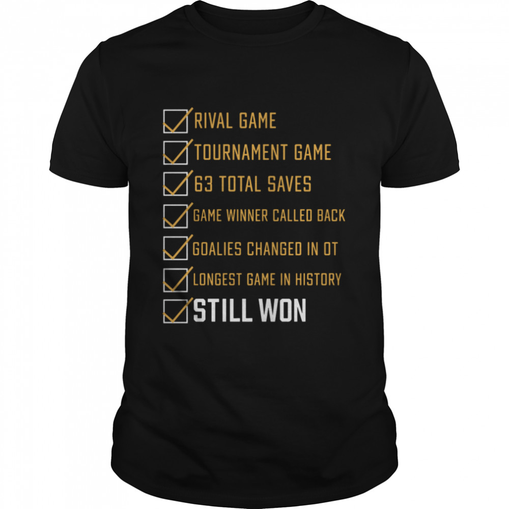 Rival Game Tournament Game 63 Total Saves Still Won shirt