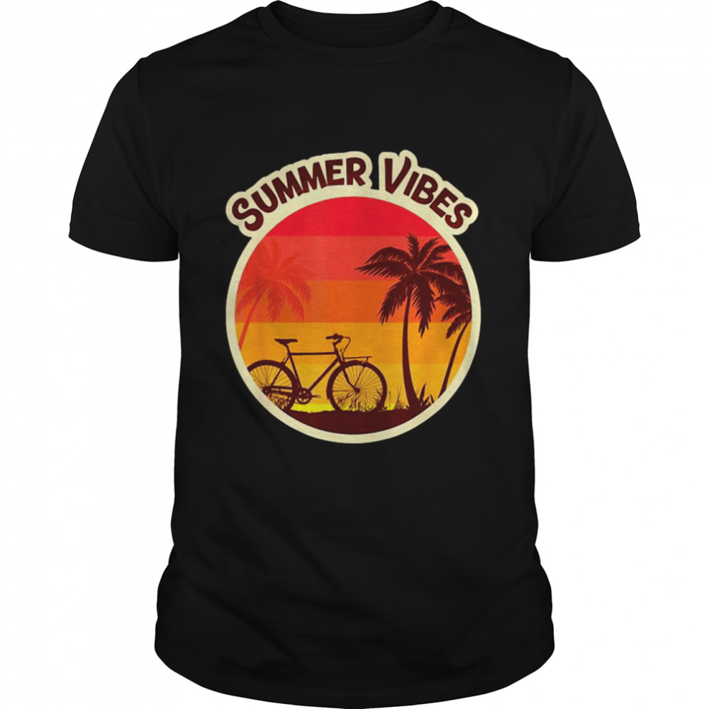 Summer Vibes Beach Sunset Bicycle and Palm Tree shirt