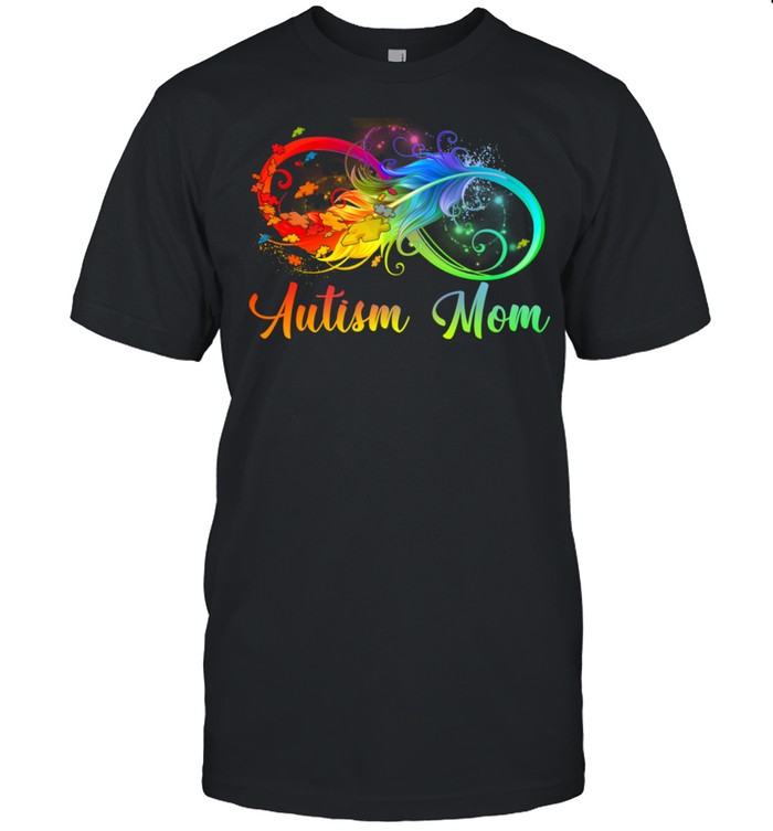 Tu Autism Mom Colorful Feather Autism Awareness Support Shirt