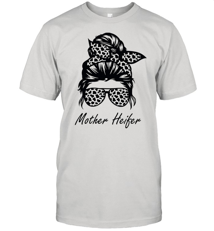 Mother heifer farmer mom cow messy bun hair bandana cow shirt