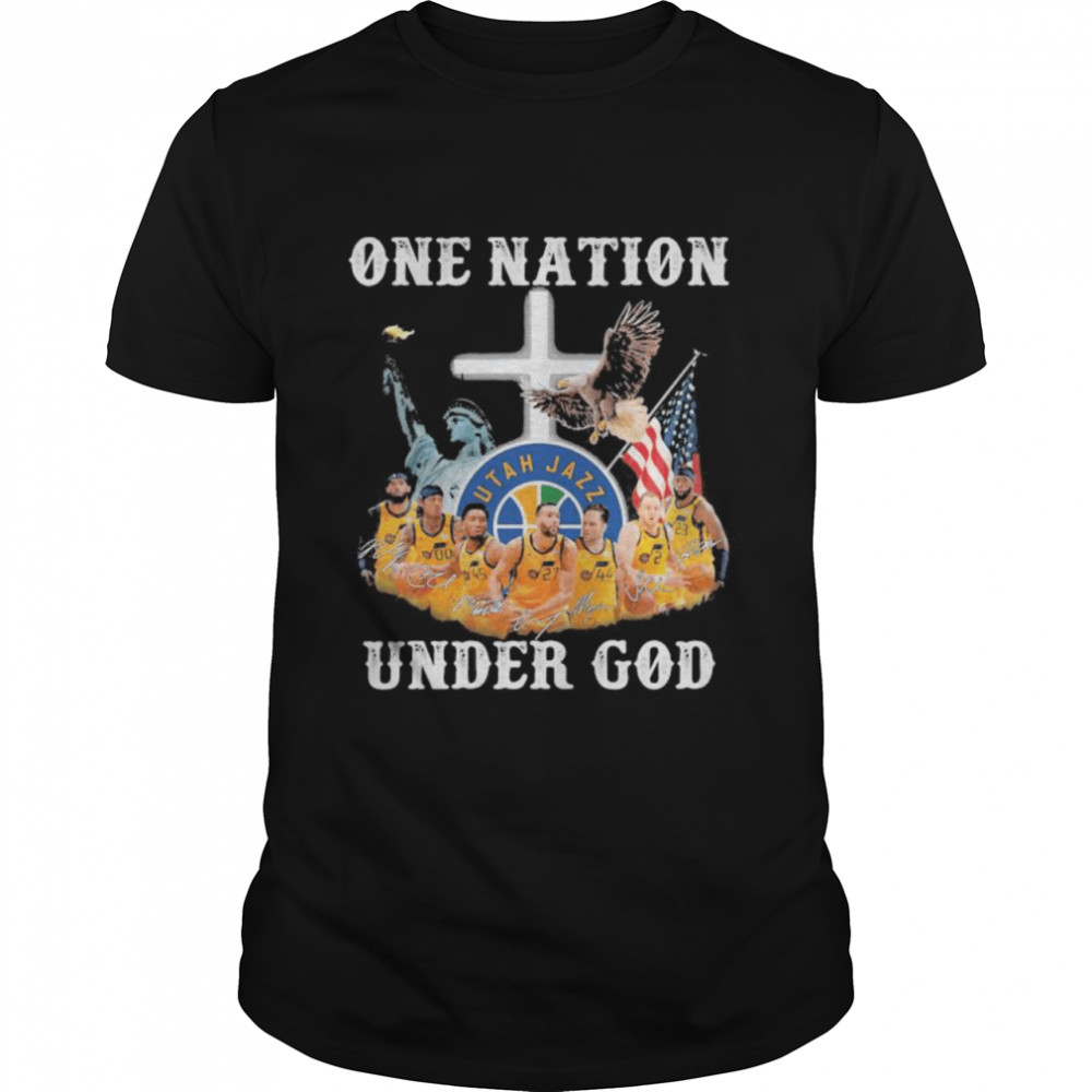 One Nation Under God Utah Jazz Signature American Flag Shirt