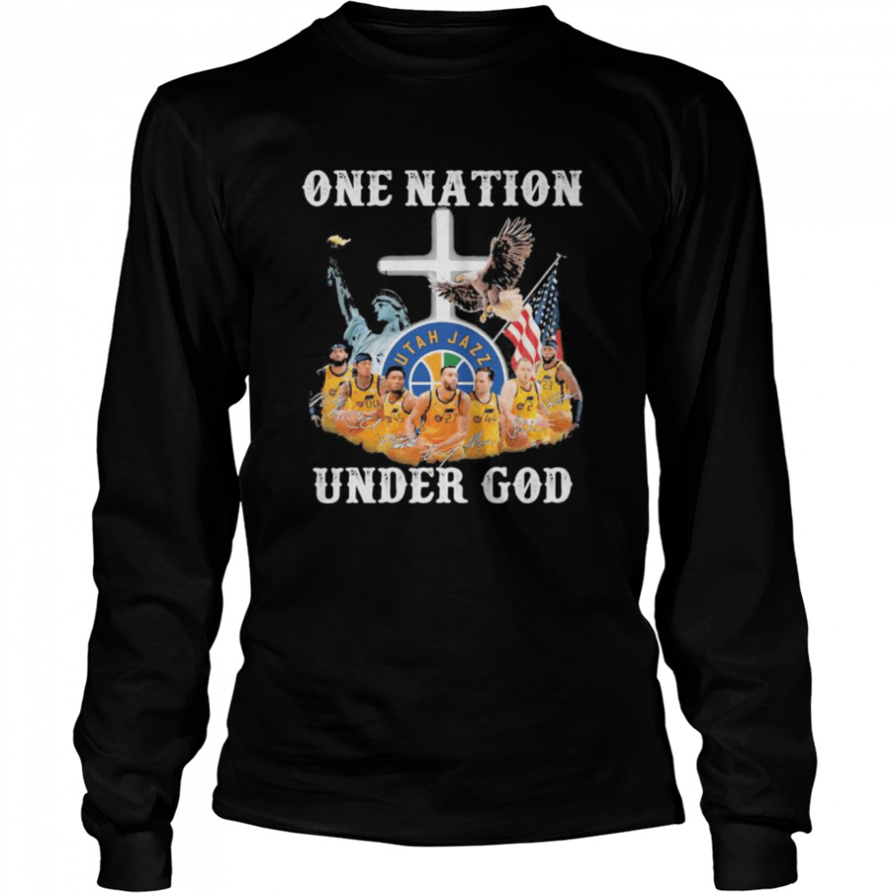 One Nation Under God Utah Jazz Signature American Flag  Long Sleeved T-shirt