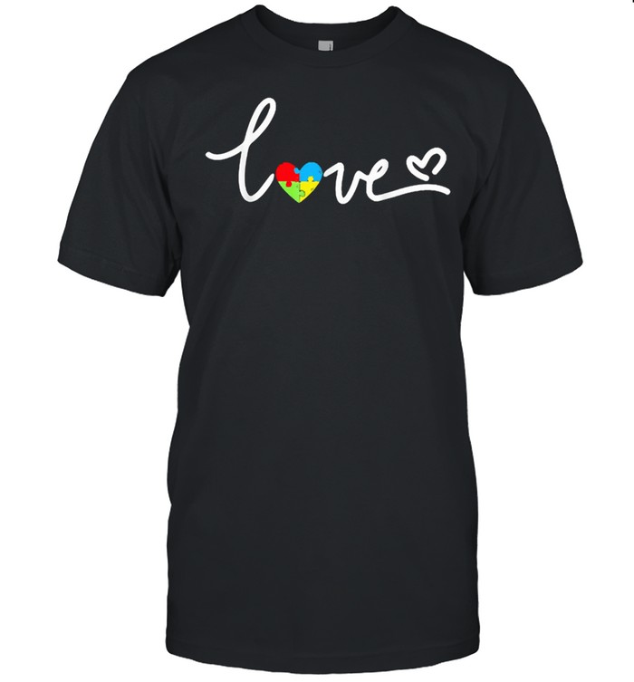 Awareness autism heart love puzzle shirt