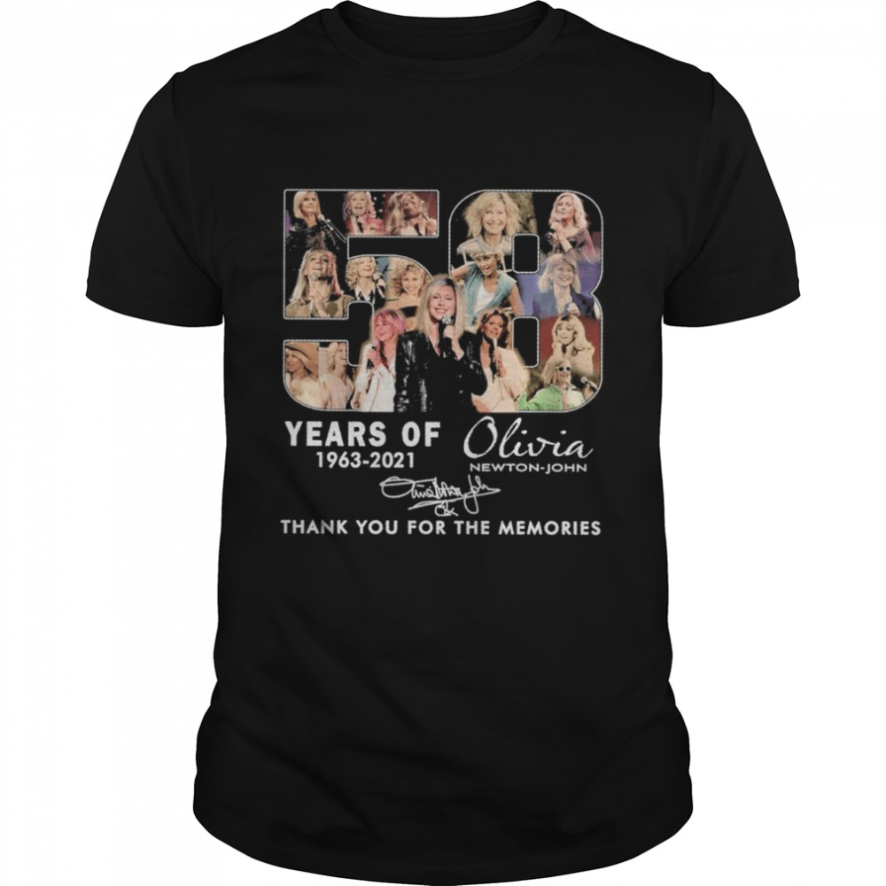 55 years of 1963 2021 Olivia Newton John signature thank you for the memories shirt