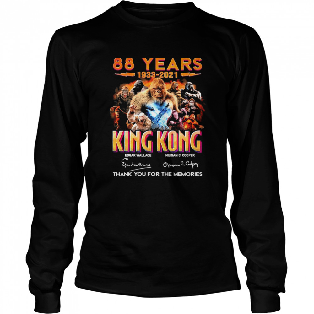 88 Years 1933 2021 King Kong Signatures Thank You For The Memories  Long Sleeved T-shirt