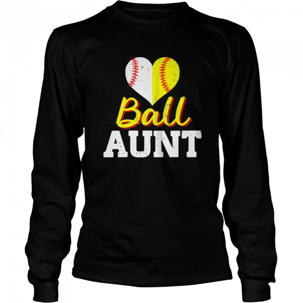 Baseball Softball Ball Heart Aunt Classic shirt Long Sleeved T-shirt