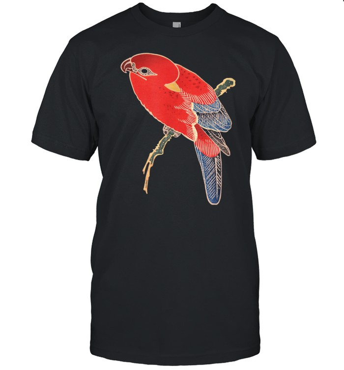 Bright red bird Japanese motif Shirt