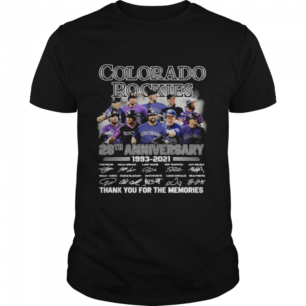 Colorado Rockies 28th anniversary 1993 2021 thank you for the memories signatures shirt