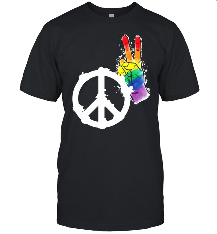 Friedenszeichen Handzeichen Regenbogen Stolz LGBT Shirt