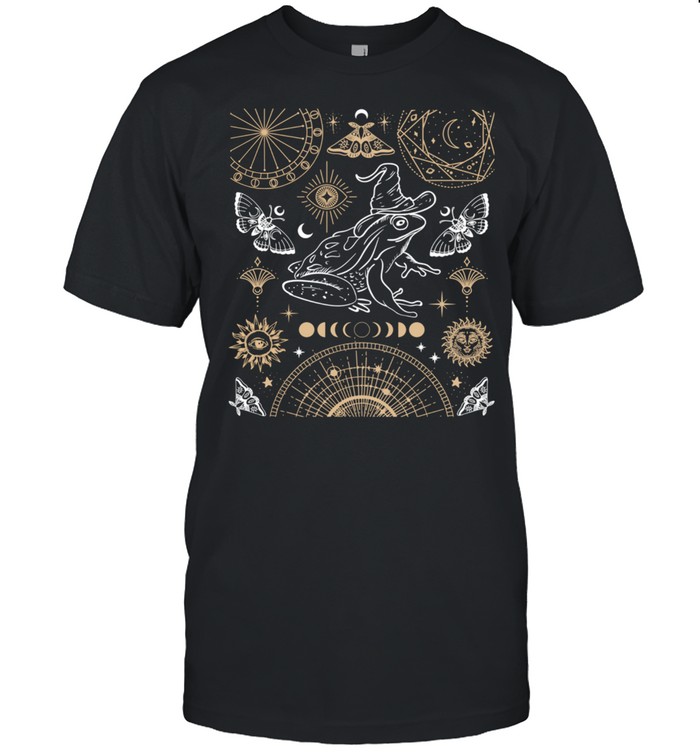 Frog Wizard Hat Moon Dark Academia Aesthetic Cottagecore Shirt