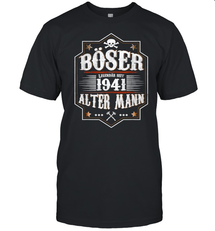 Herren 80. Geburtstag böser alter Mann Jahrgang 1941 Vintage Spruch Shirt