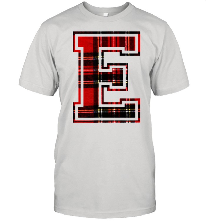 Letter E First Monogram Initial Tartan Print Shirt