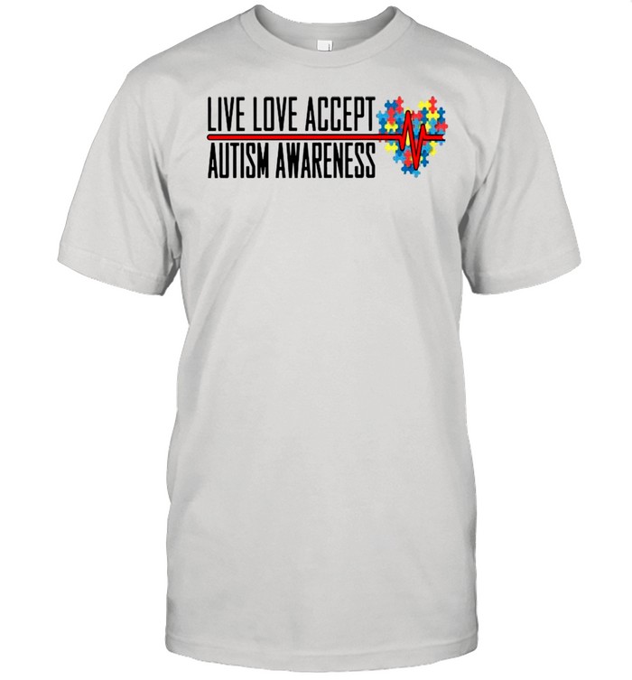 Live Love Accept Autism Awareness Heartbeat shirt