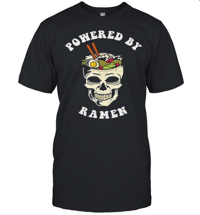 Powered by ramen japanese anime skull noodles shirt