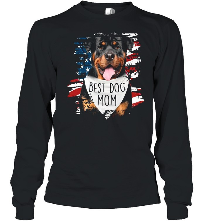 Rottweiler Best Dog Mom American Flag shirt Long Sleeved T-shirt