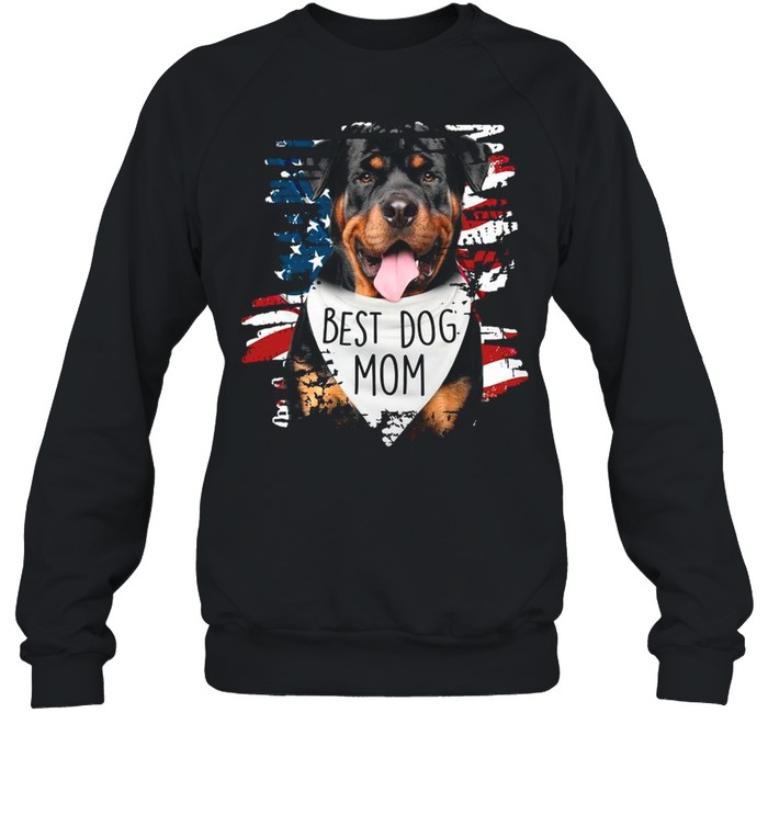 Rottweiler Best Dog Mom American Flag shirt Unisex Sweatshirt
