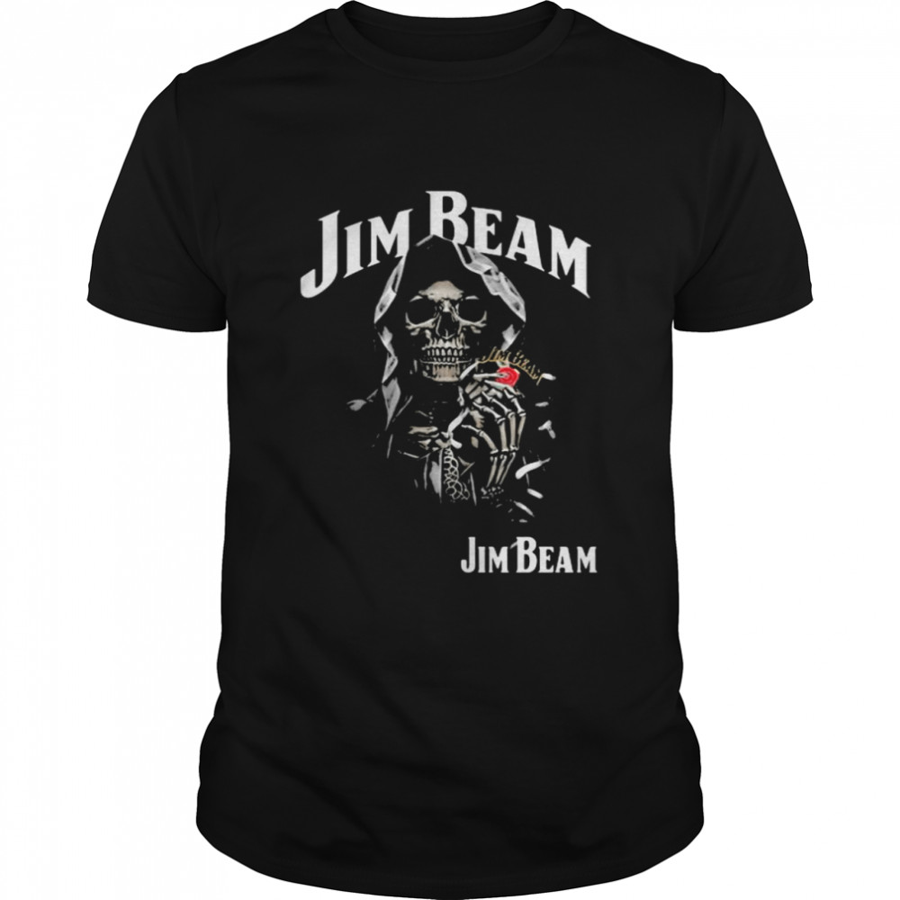 Skull Holding Jim Beam Logo Shirt
