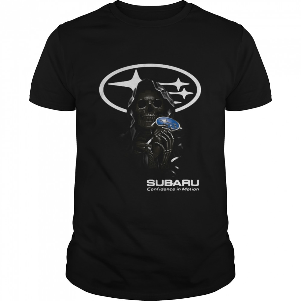 Skull Holding Subaru Confidence In Motion Logo Shirt