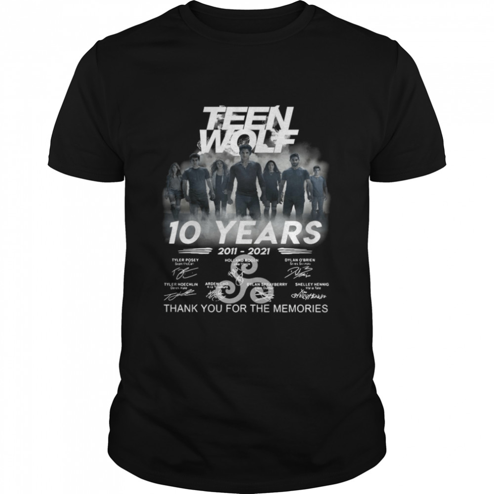 Teen Wolf 10 years 2011 2021 thank you for the memories signatures shirt