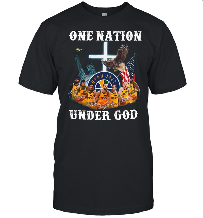 Utah Jazz Basketball Team One Nation Under God Signatures shirt