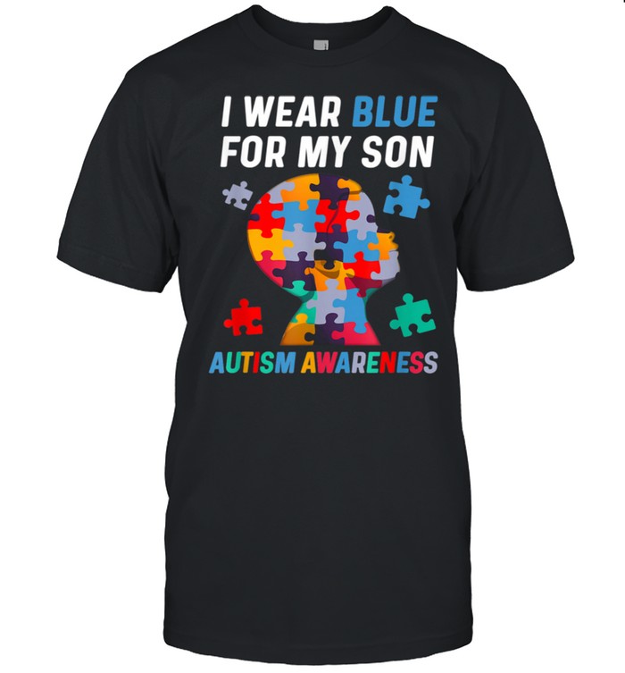 Wear Blue For My Son Autism Awareness Mom Dad Puzzle 2021 shirt