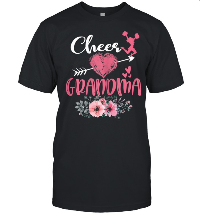 Womens Cheer Grandma Floral Cheerleader Heart Mother’s Day shirt