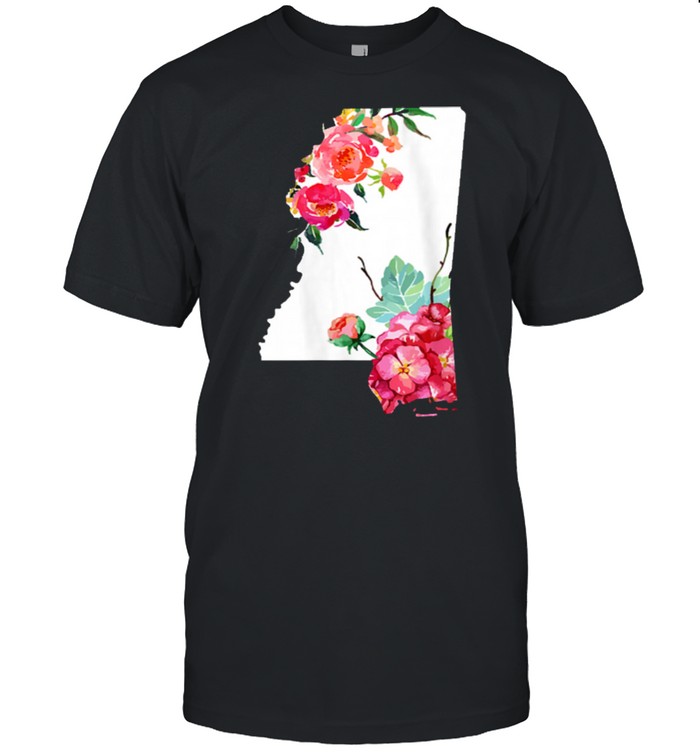 Womens Mississippi Vintage Rose State Map Pride Patriotic Floral shirt