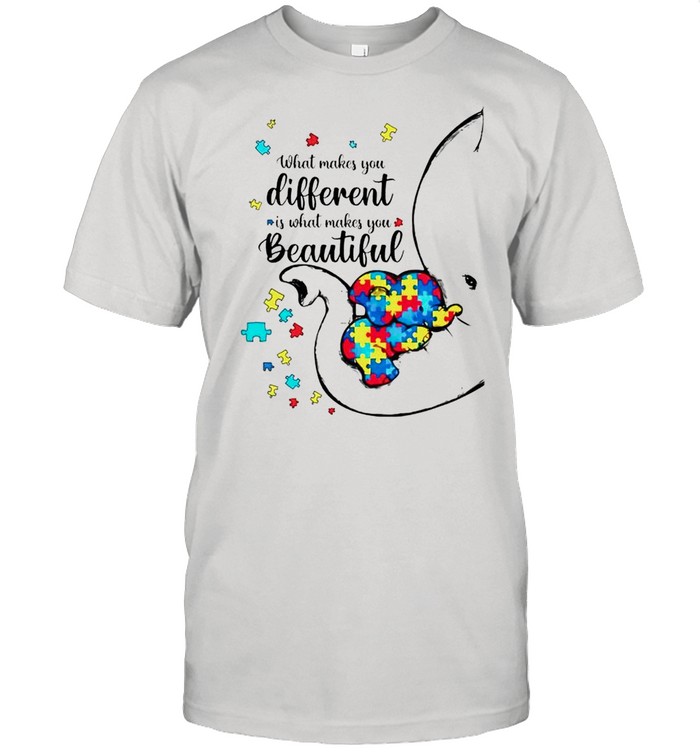 Autism elephant what makes you different is what makes you beautiful shirt