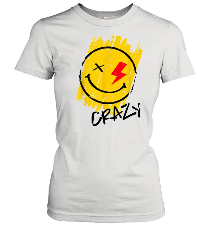Crazy Happy Smiley Face Noveltys & Cool Designs shirt Classic Women's T-shirt