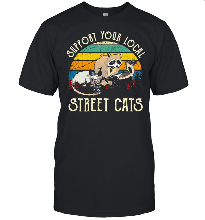 Sloth Support Your Local Street Cats Vintage Retro shirt