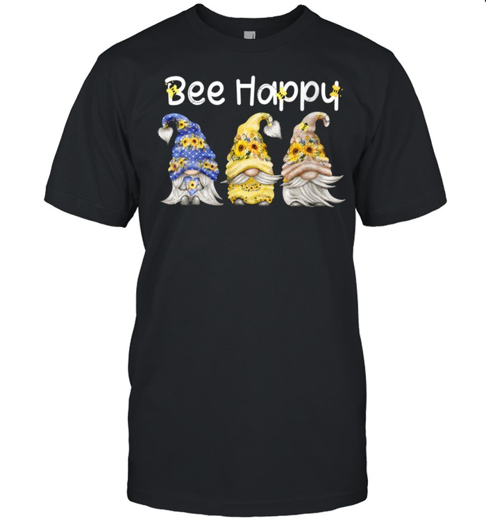 Womens Bee Happy Bee Gnome Spring Sunflower Gnome shirt