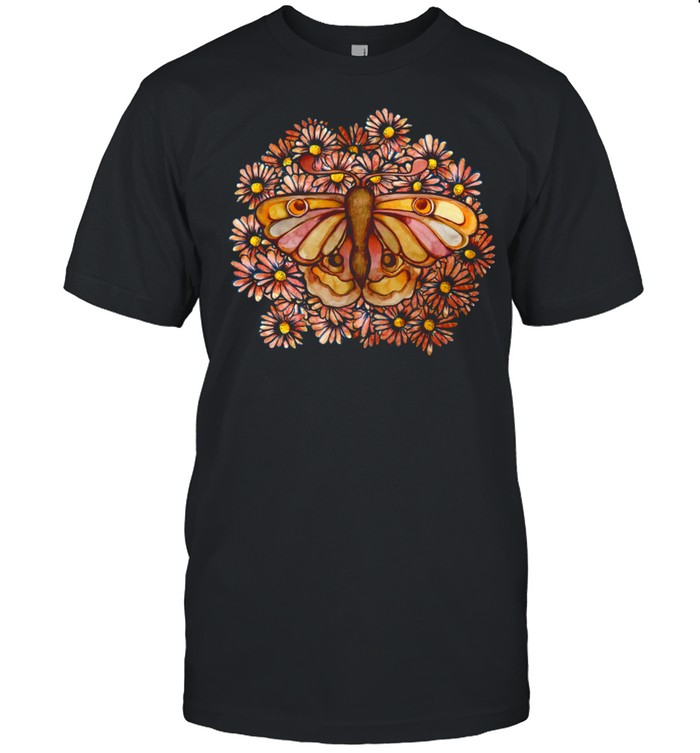 Autumn Daisy Moth Art Fall Autumn Moth Brown Shirt