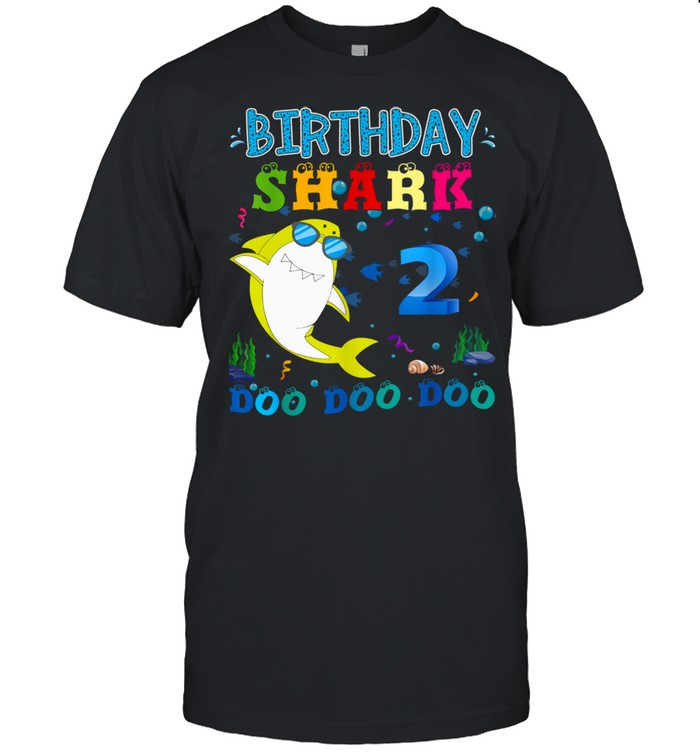 Kids Birthday Shark 2 Years Old 2nd Birthday shirt